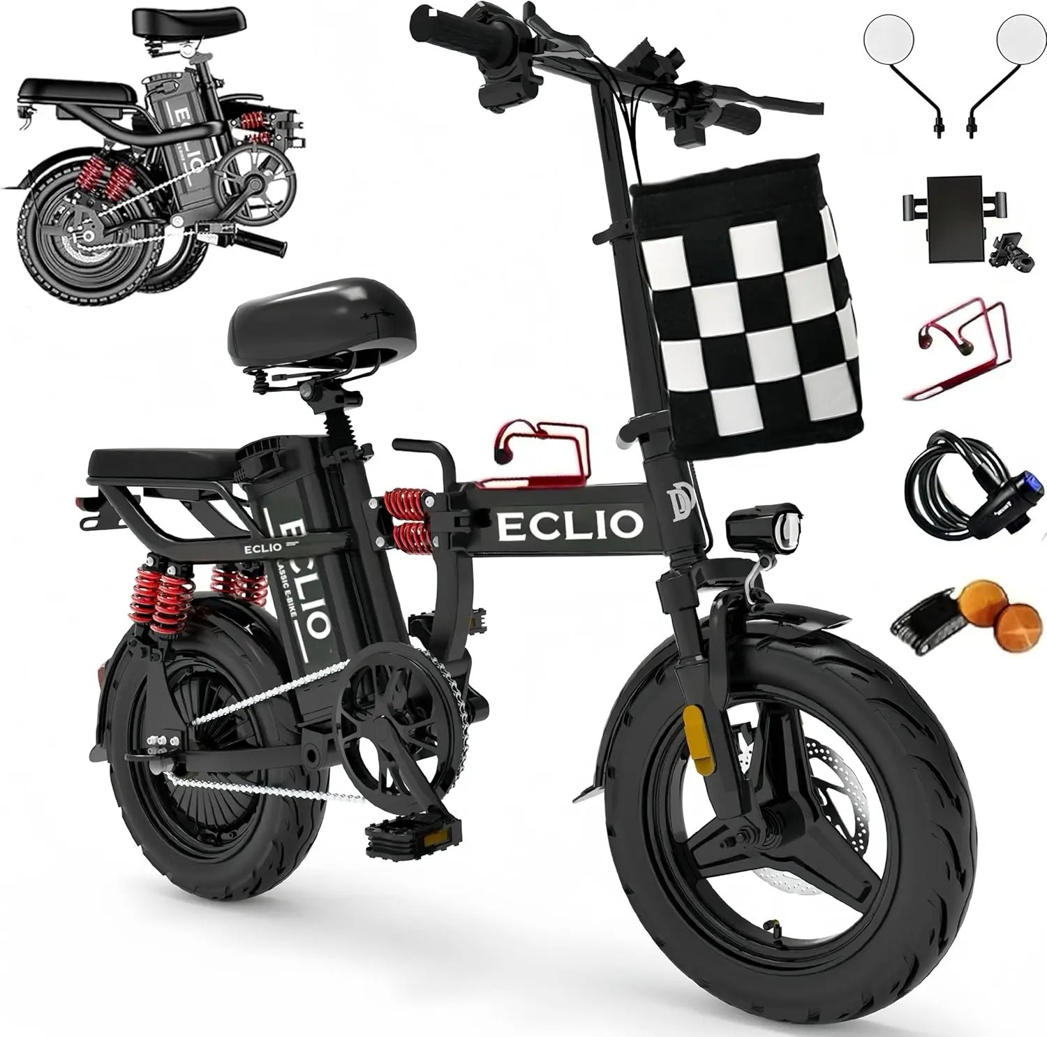 

Folding Electric Bike, Electric Bicycle with 48V 14AH Removable Battery, Folding Electric Bike for Adults Teens,14'' Ebike