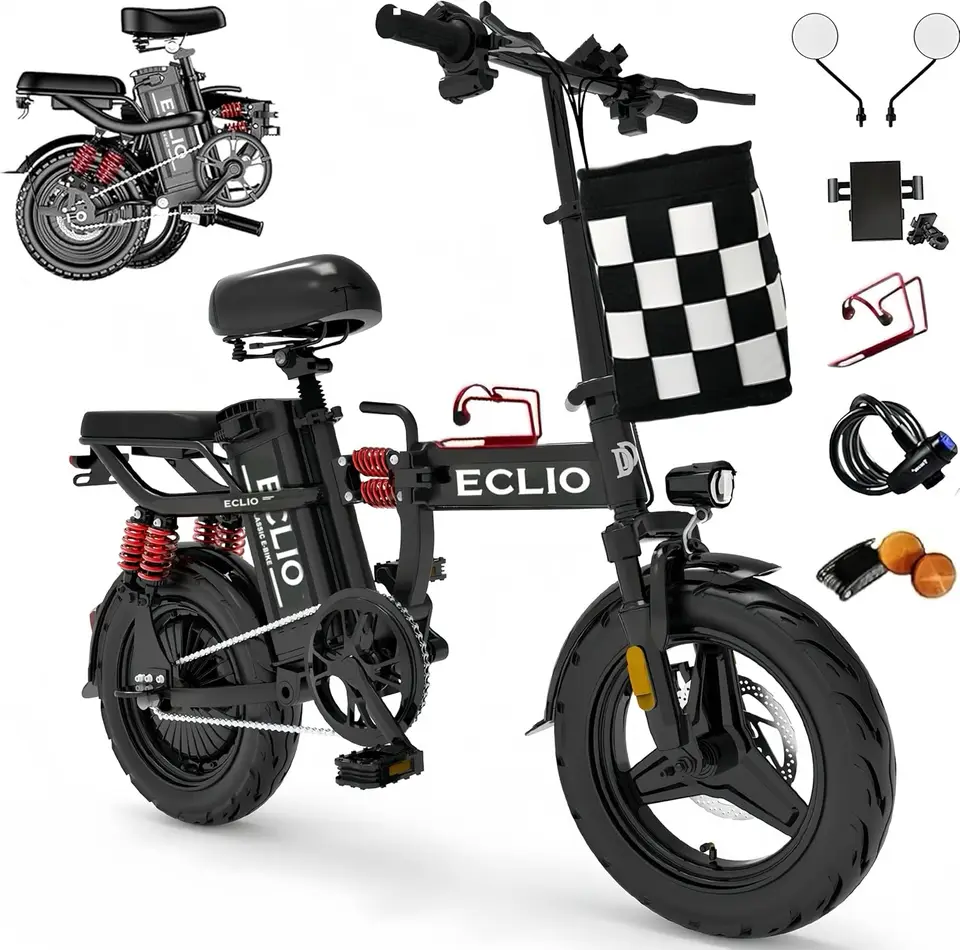 Folding Electric Bike, Electric Bicycle with 48V 14AH Removable Battery, Folding Electric Bike for Adults Teens,14'' Ebike