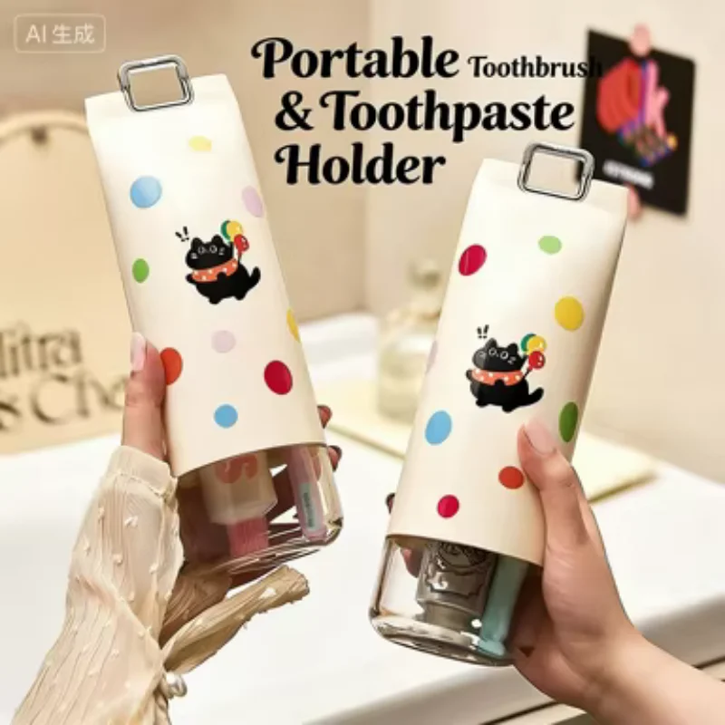 Ins Style High Beauty Travel Toothbrush Box Wave Point Travel Toothbrush Cup Portable Rinsing Cup Toothpaste Storage Box