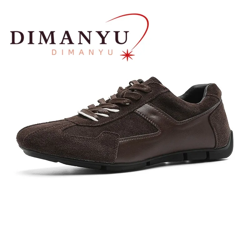 DIMANYU Men's German Genuine Leather Shoes 2026 New Casual Sneakers Large Size Flat British Style Derby Shoes For Men