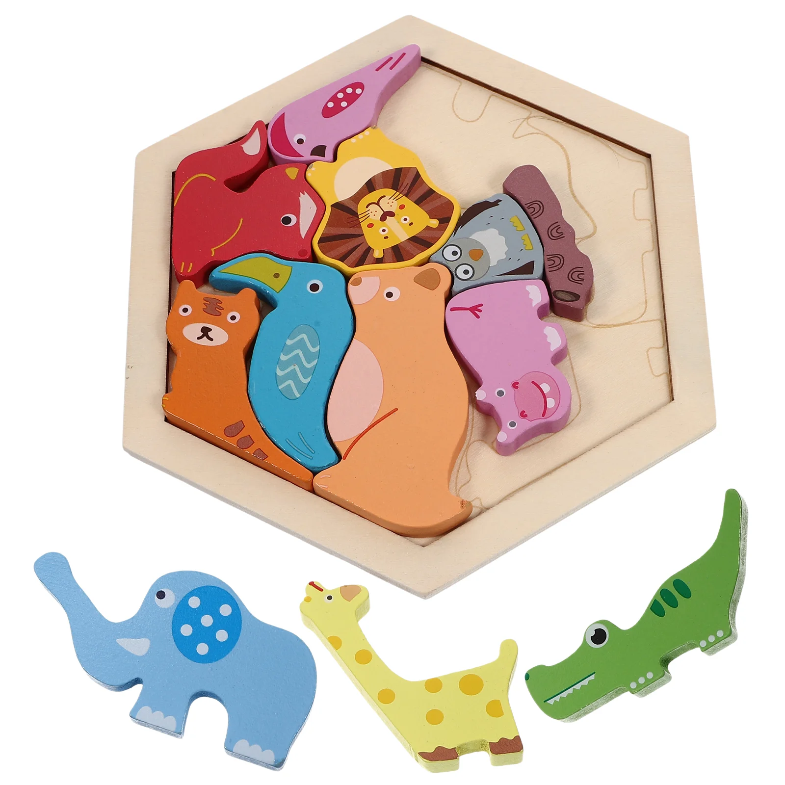 Jigsaw Puzzles for Adults Wooden Block Toddler Cartoon Animal Colorful Kid Toys