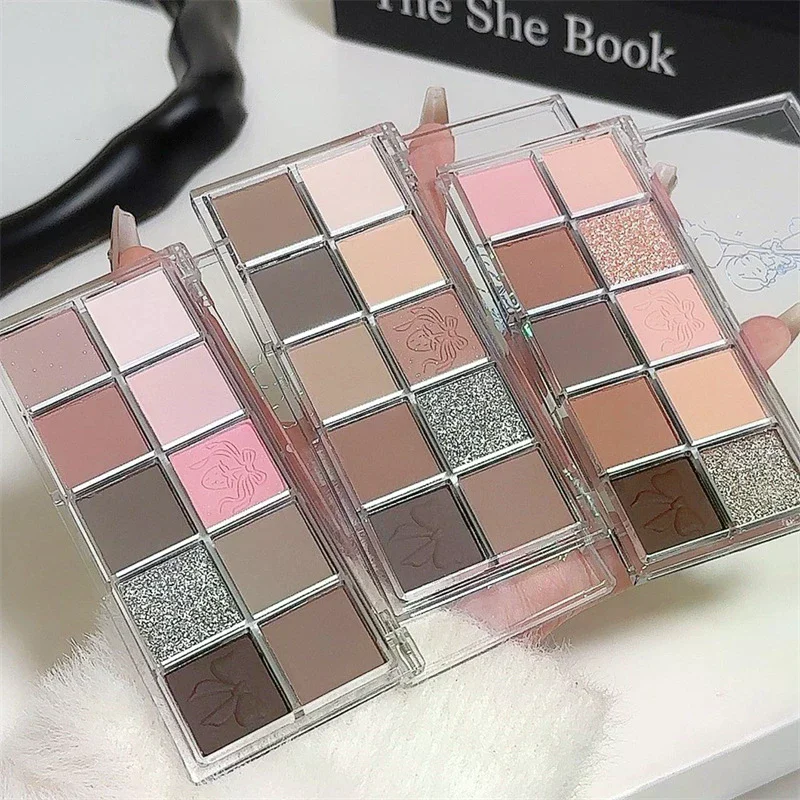 DIKALU 12色低彩度アイシャドウパレットオールマットティーアプリコットアイメイクアップパレットデイリーアースメイクアップロングアイシャドウ