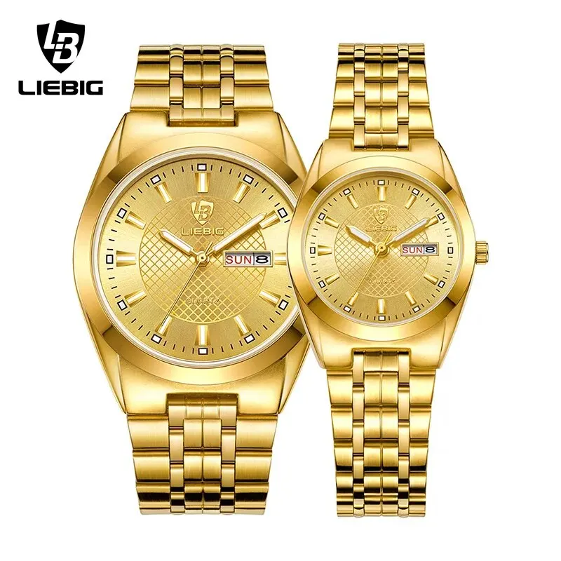 

LIEBIG New Luxury Stainless Steel Waterproof Quartz Wristwatch Women Mens Casual Week Date Watches Ladies Clock Relogio Feminino