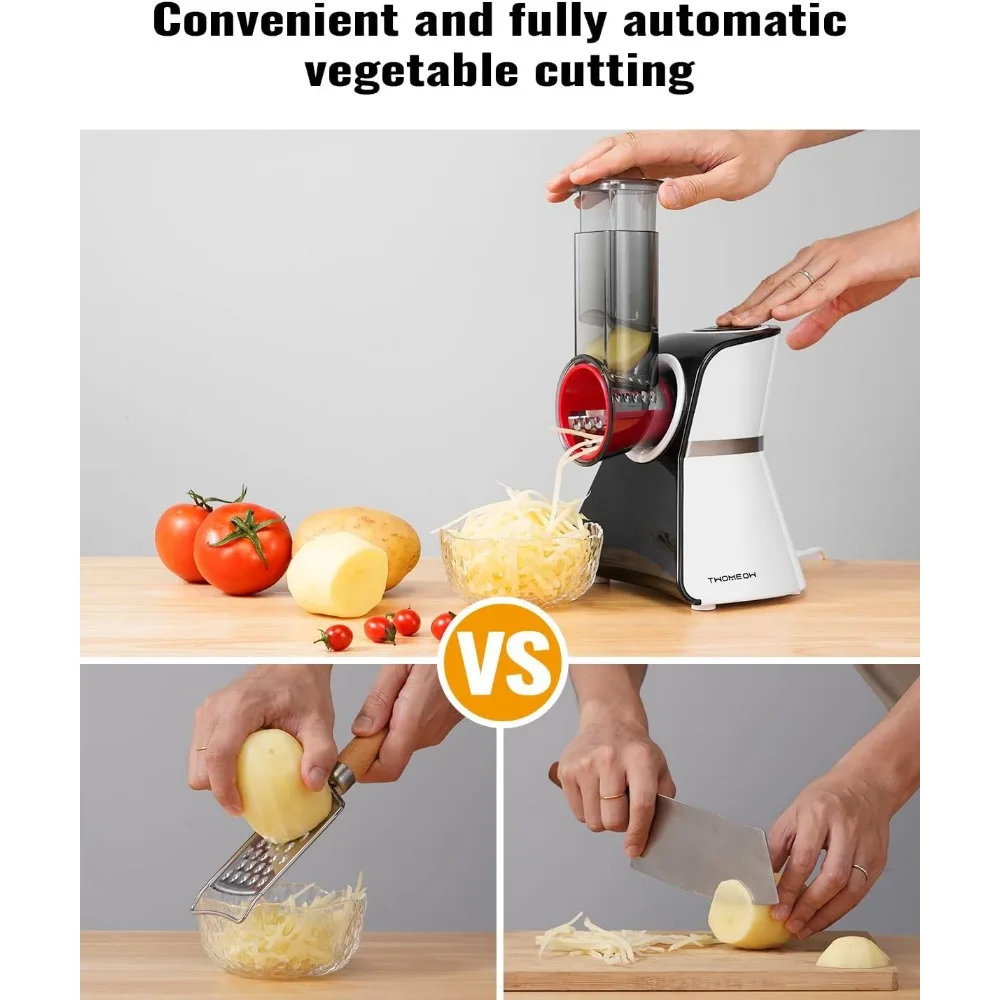 Electric Cheese Grater Salad Shooter,5-In-1 Electric Slicer For Home Kitchen,One-Touch Easy Control,With Push  Electric