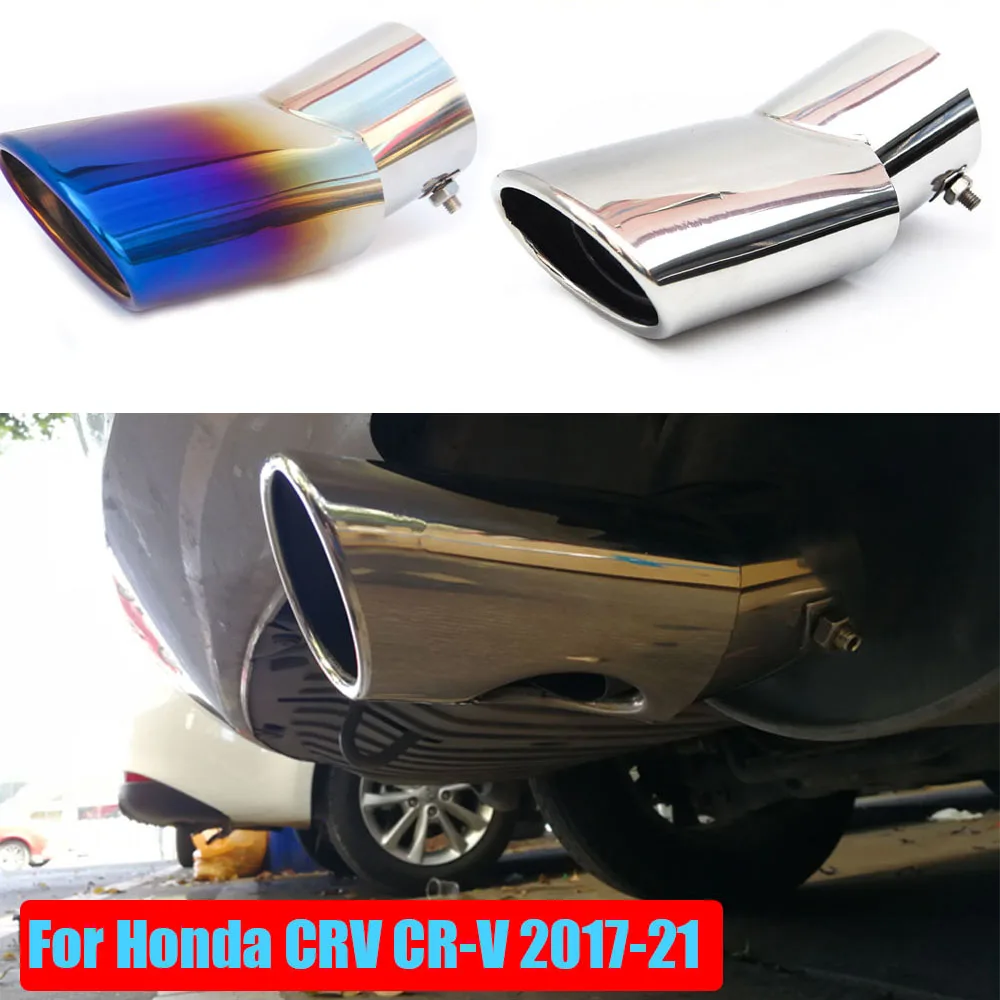 FOR HONDA CR-V CRV 2017-2021 2018 2019 2020  Auto Car Exhaust Rear Tail Pipe Tip Muffler Trim Stainless Steel Chrome Blue Parts