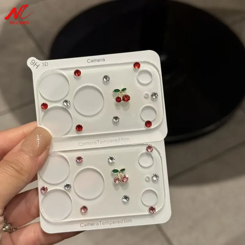 Luxuriöser bunter Diamant-Kirschglas-Kameraschutz für iPhone 17 Pro Max 17Pro – Harter HD-Vollschutz-Objektivfilm für iPhone 17 Pro