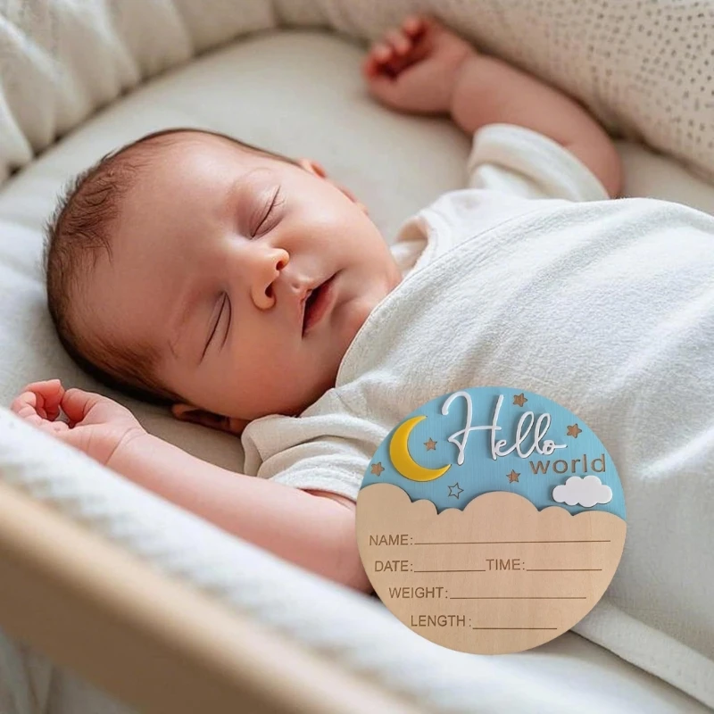 

J15U деревянная вывеска для объявлений о рождении 5,9 дюймов, деревянное украшение на память для ребенка, реквизит для украшение