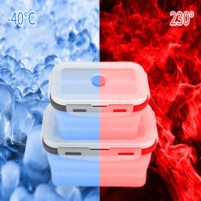 NUBECOM 1pc Collapsible Silicone Food Lunch Box Dinnerware Foldable Fruit Salad Storage Food Box Container Tableware BPA Free