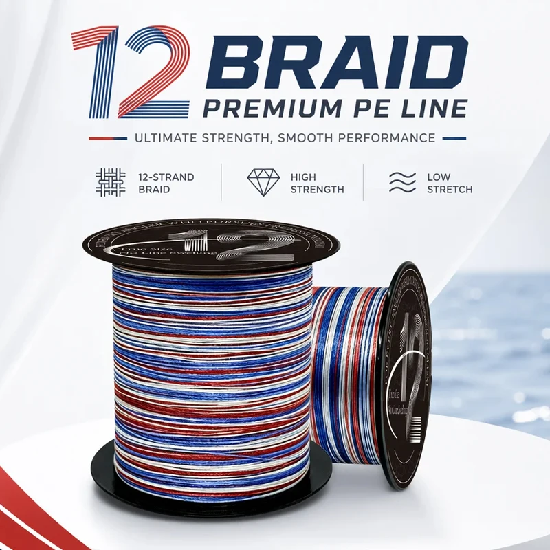 PE Schnur X12 Stränge Geflochtene Angelschnur 300/500/1000M Multifilament Geflochtene Angelschnur für Süß- und Salzwasser Extrem Stark