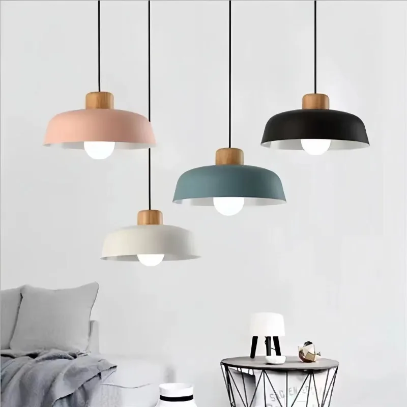 

Macaroon Color LED Pendant Lights Study Bedroom Minimalist Modern Creative Personalized Chandelier Dining Table Lighting