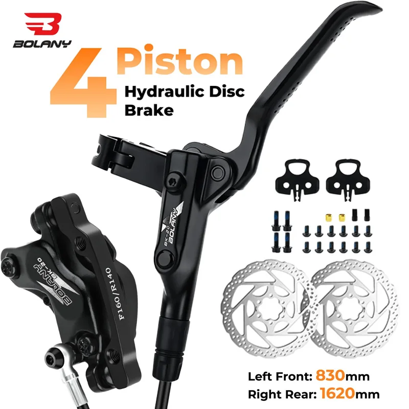 

BOLANY 4-поршневые велосипедные гидравлические тормоза MTB с тормозными дисками 160 мм, 4-поршневые тормоза для горного велосипеда, передний и задний тормозной суппорт для велосипеда