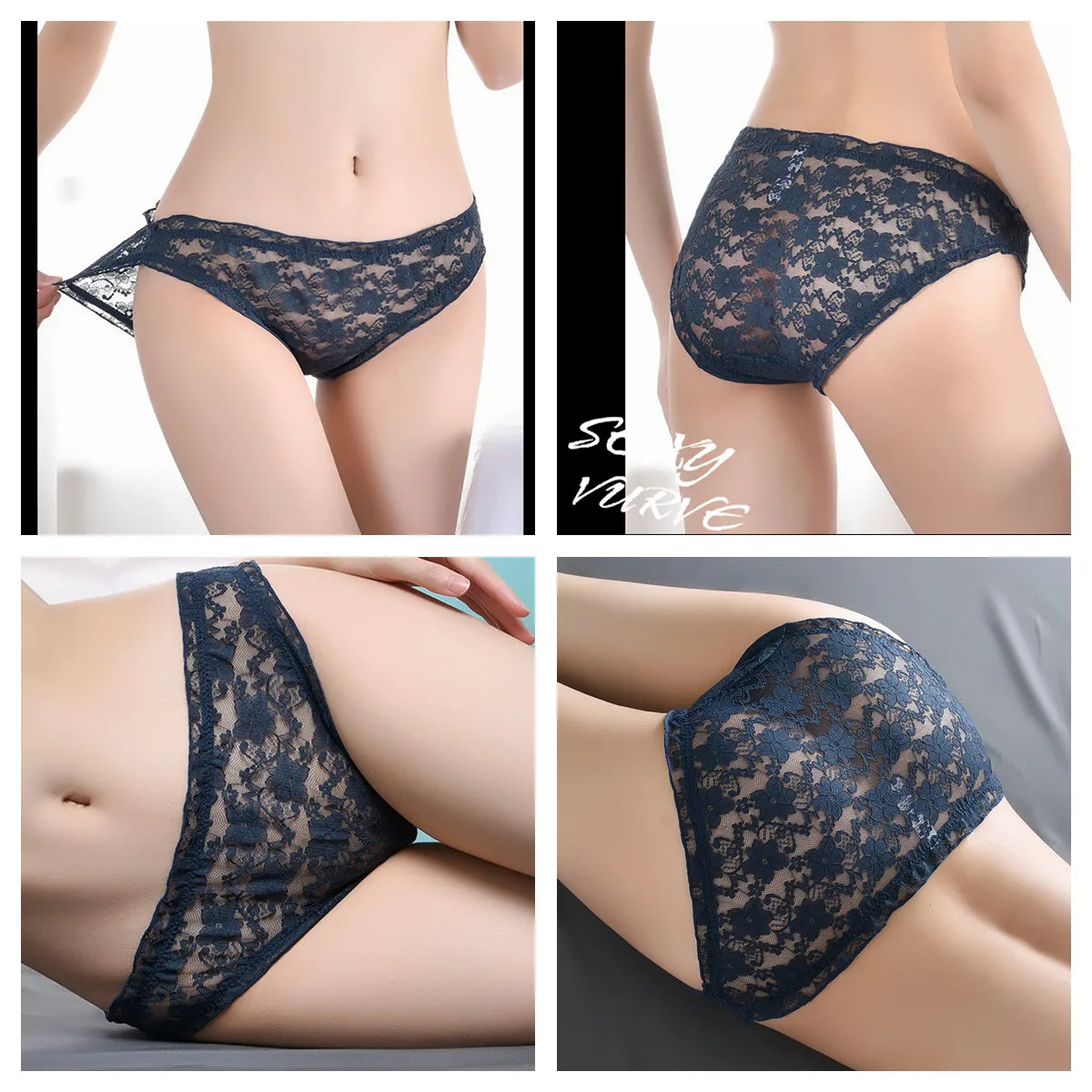 Floral Lace Briefs Sexy Panties Lace Panties Women Low Waist Underwear Female Lingerie Perspective Design Ladies Pantys