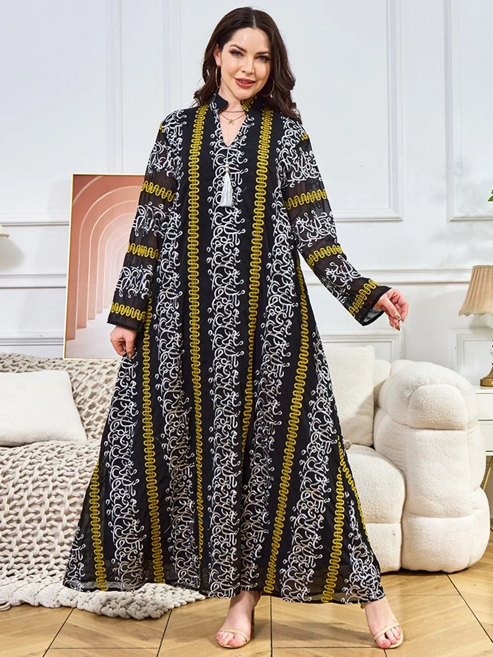 فستان حفلة عيد للنساء عباية إسلامية رمضان قفطان مغربي رداء جلابية مطرز شرابة فيستدوس لارجوس دبي فساتين 2026