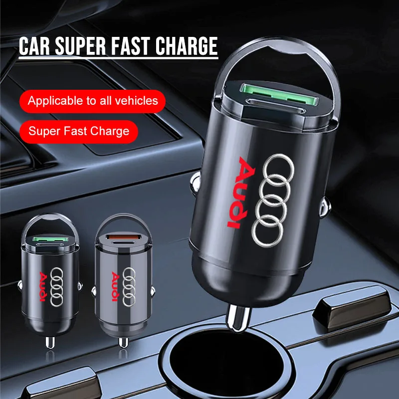 1Pcs Car Charger USB Type-C Fast Charging Adapter For Audi sline TT Q2 Q3 Q5 Q7 Q8 A3 A4 A5 A6 A7 R8 B5 B6 B7 B8 C5 C6 C7 V8