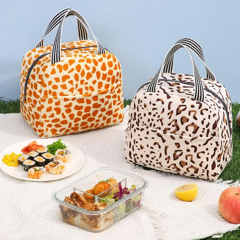 Lunch Sack Animal Print High Capacity Tote High Capacity Insulated Lunch Cooler Bag For Outdoor Picnic School Travel