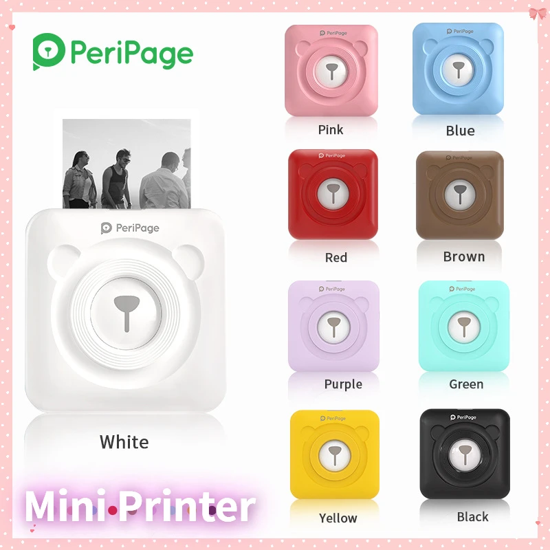 PeriPage A6 Mini Pocket Printer Wireless BT Thermal Printer Picture Label Memo Receipt Paper Printer 203dip Sticker Color Paper