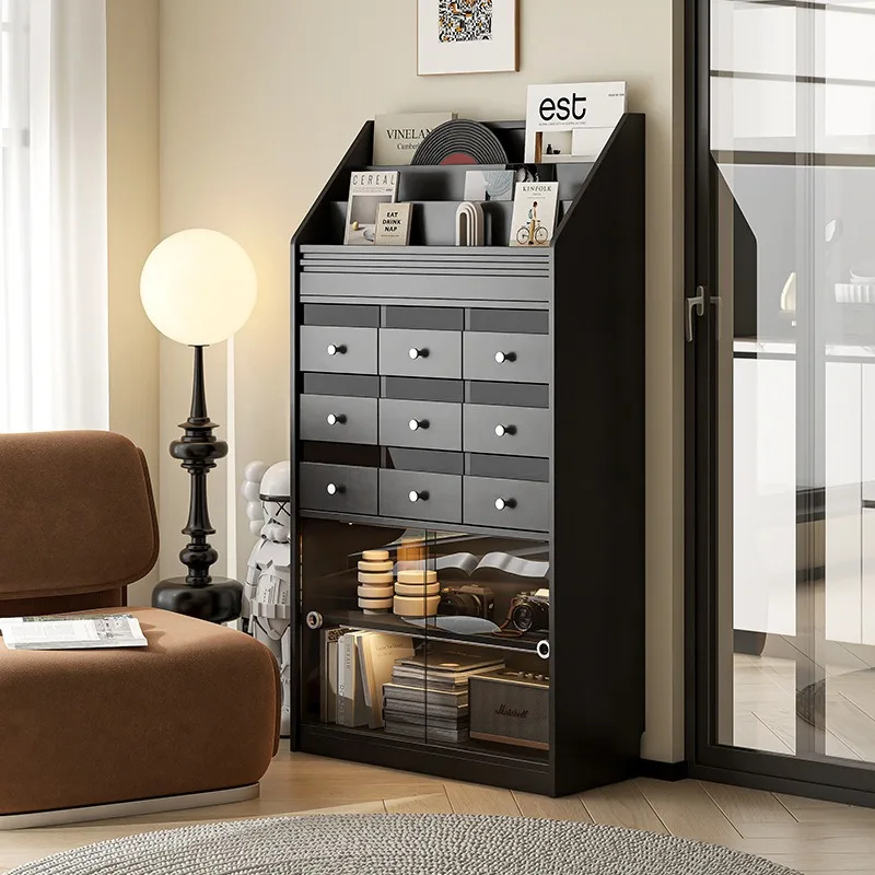 

Retro bookshelf cabinet Floor-to-ceiling storage chest living room bedroom Simple storage cabinet Bookcase