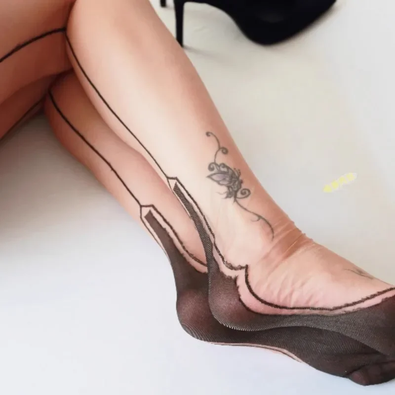 Ultra Thin Sheer 100% Nylon Stockings Cuban Heel Back Seamed Stockings Ladies Night Club Thigh High Stockings For Garters image 4