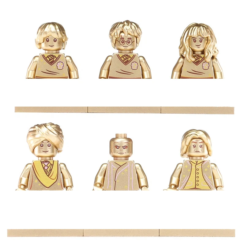 

6pcs Harry Potter Gold Blocks Mini City Character 3D Character Series Movie Character Children's Robot Birthday Toy Gift
