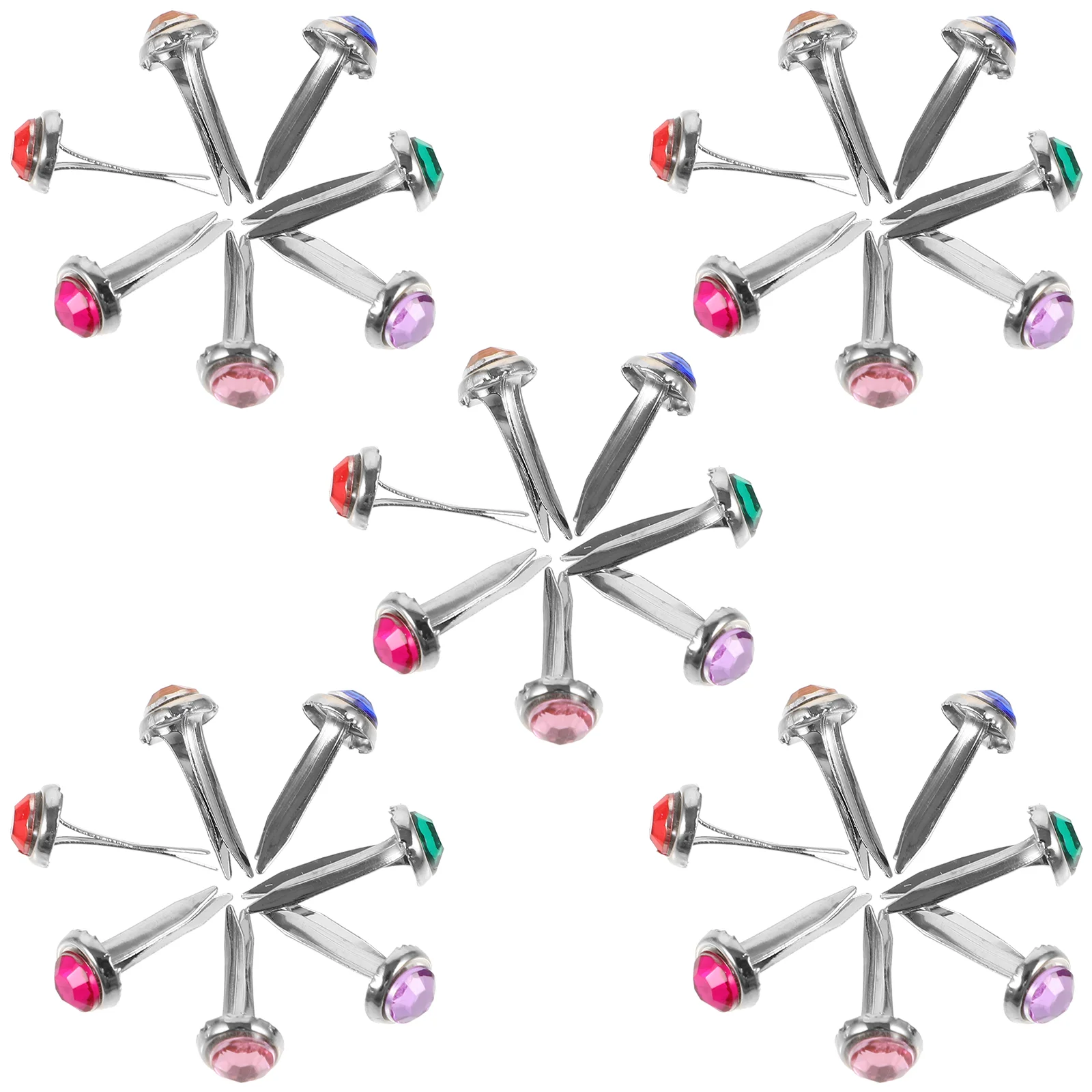 50 Pcs Color Croissant Nail Brads for Crafts Making Mini Nails Two-legged Paper Fasteners Small Handcraft Metal Child