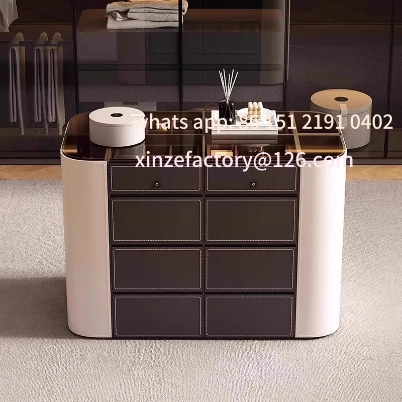 

Customizable light luxury simple cloakroom solid wood storage cabinet