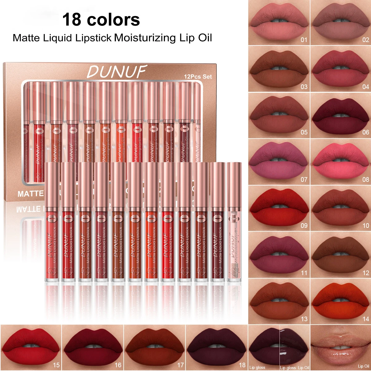 

12 PCS Lipstick Set Make-up for women Non stick Cup Waterproof Long lasting Cosmetics Korean makeup Matte lipstick lip gloss