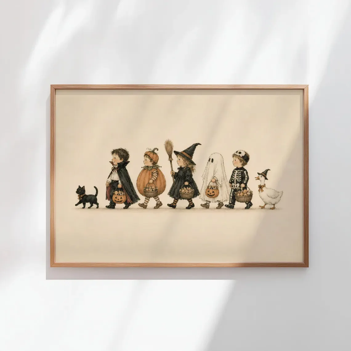 Vintage Halloween Trick-or-Treat Nursery Art Print, Spooky Fall Decor