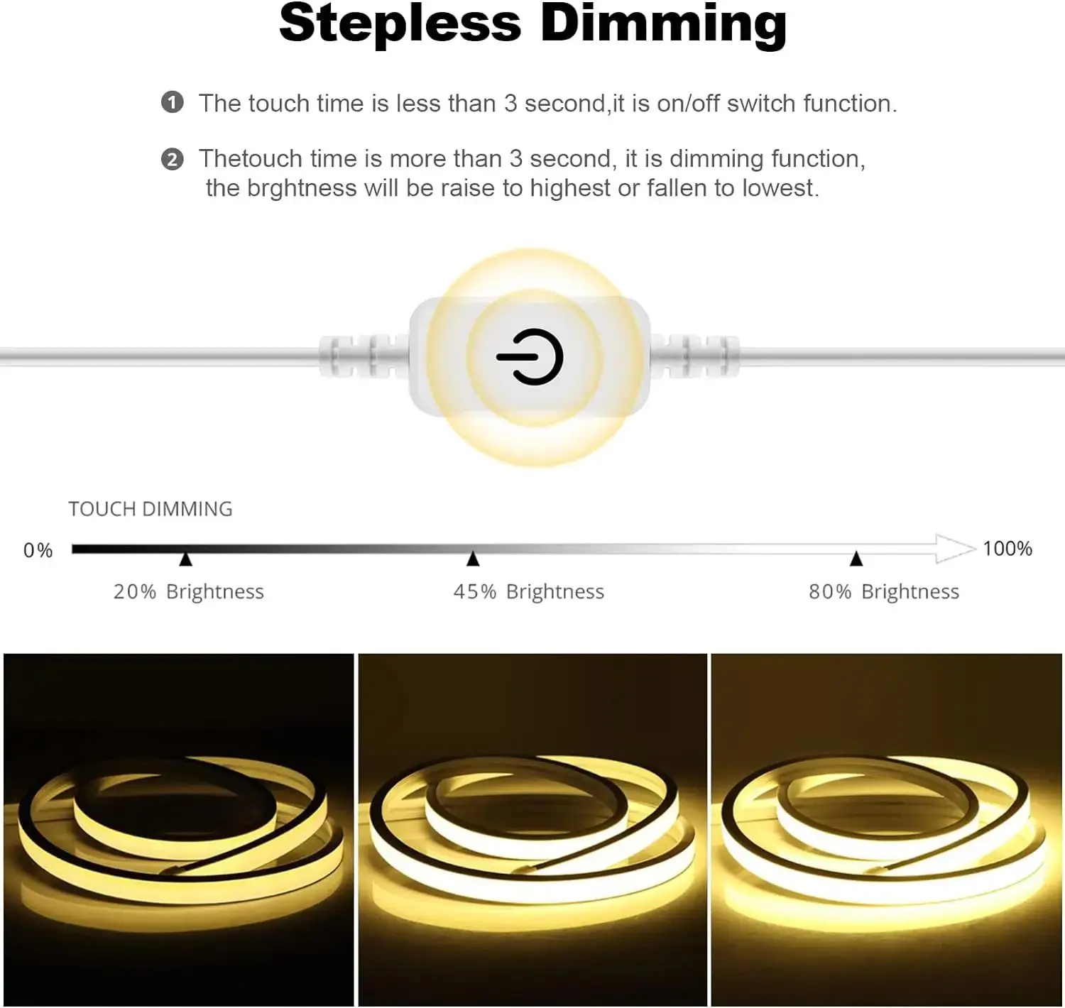 Touch Sensor Neon LED Strip Light Dimmable Waterproof Flexible LED Neon Sign Light Tape 5V USB Lighting Lamp For Room Decoration image 2