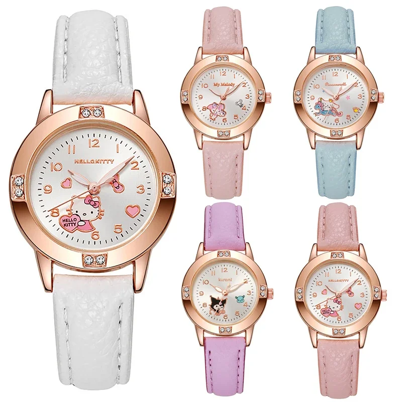 MINISO Sanrio Hello Kitty Watch Kawaii Kuromi Cinnamoroll Quartz Casual Fashion Melody WristWatch Women Kid Girl Children Gift