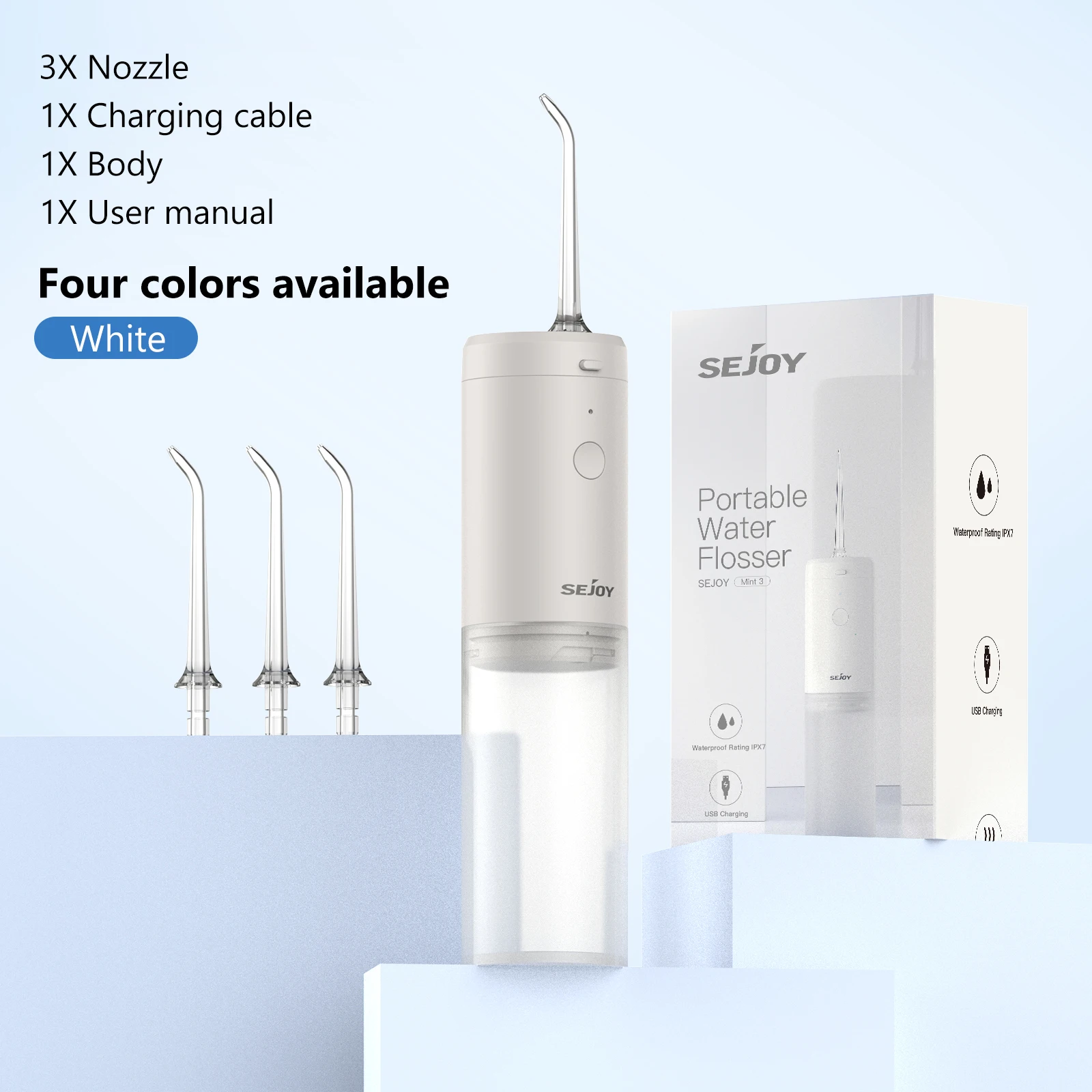SEJOY جهاز ري الفم الكهربائي جهاز تنظيف الأسنان بالماء للأسنان جهاز ري الفم المحمول القابل لإعادة الشحن منظف الأسنان المحمول