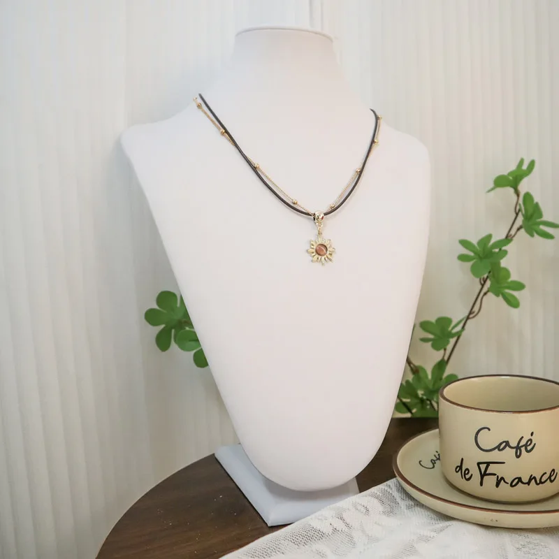 Brown Velvet Choker for Women Fashion Rose Flower Bow Star Sun Necklace Clavicle Lady Jewelry Accessories Girl Gift Barn Style - view 5