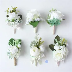 Corsage für Männer, Hochzeit, rustikal, Boutonniere, weiß, Braut-Handgelenk-Corsage, Brautjungfer, Trauzeugen, Party, Treffen, persönliche Dekorationen