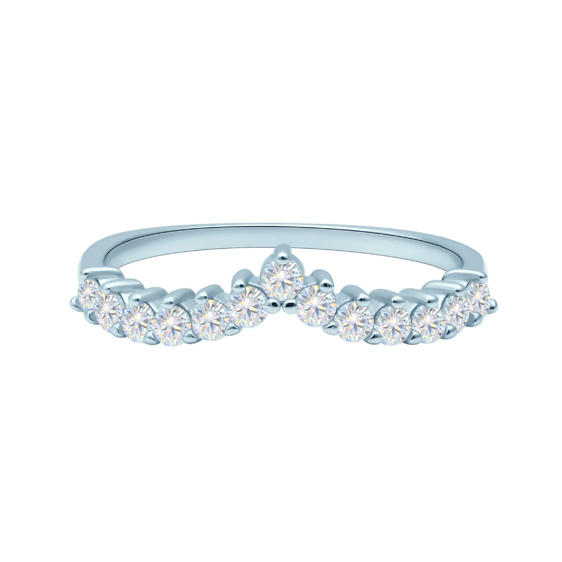 

S925 sterling silver D-color moissanite ring design sense crown V band ring tail ring women can stack and wear to girls gifts