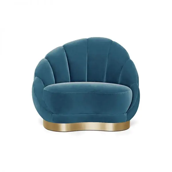 Stainless Steel Gold Base with Cloud Shape Back Modern Velvet Fabric Living Room Sofa High Density Foam Living Room Hotel