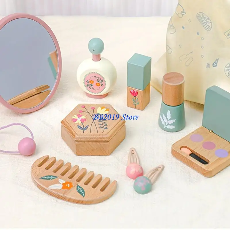 Conjunto maquiagem para brincar simulação com espelho ferramentas cosméticas para meninas 3 anos mais