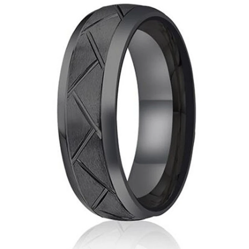 Atmospheric Men's Stainless Steel Tungsten Ring 8mm Matte Curved Sand Herringbone Tyre Wedding Rings Men's Jewelry Gifts