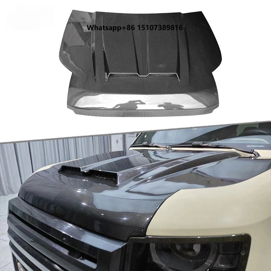 

High Quality G Style Real Carbon Fiber Front Bonnet Hood for Defender 2020+ Carbon Engine Hood Cover Car Styling