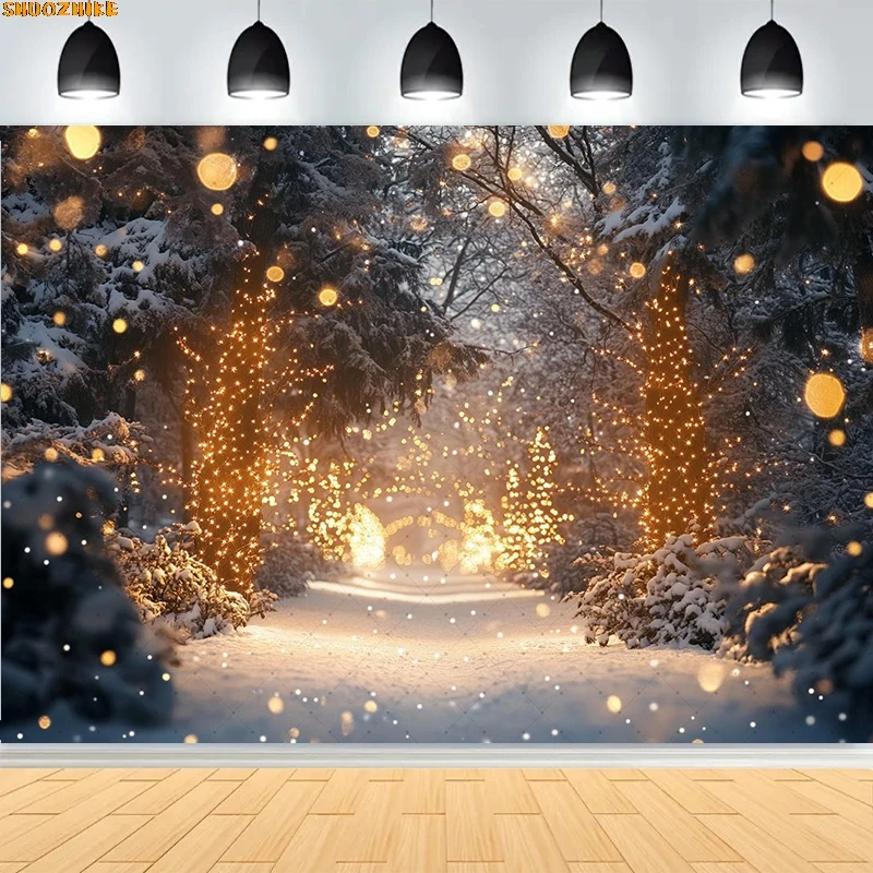 

Christmas Day Wreath Family New Year Party Photography Backdrops Prop Window Living Room Xmas Tree Gift Snow Background WD-23