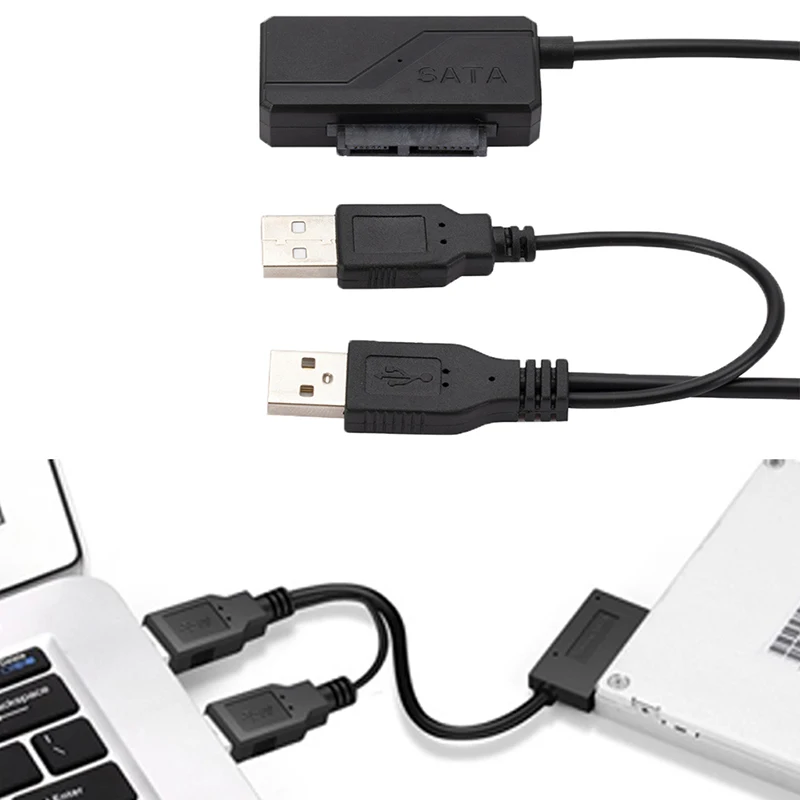 SATA To USB 2.0 6pin+7pin 13pin Adapter Cable External Power Cable For Laptop Optical Drive CD/DVD ROM Slimline Drive