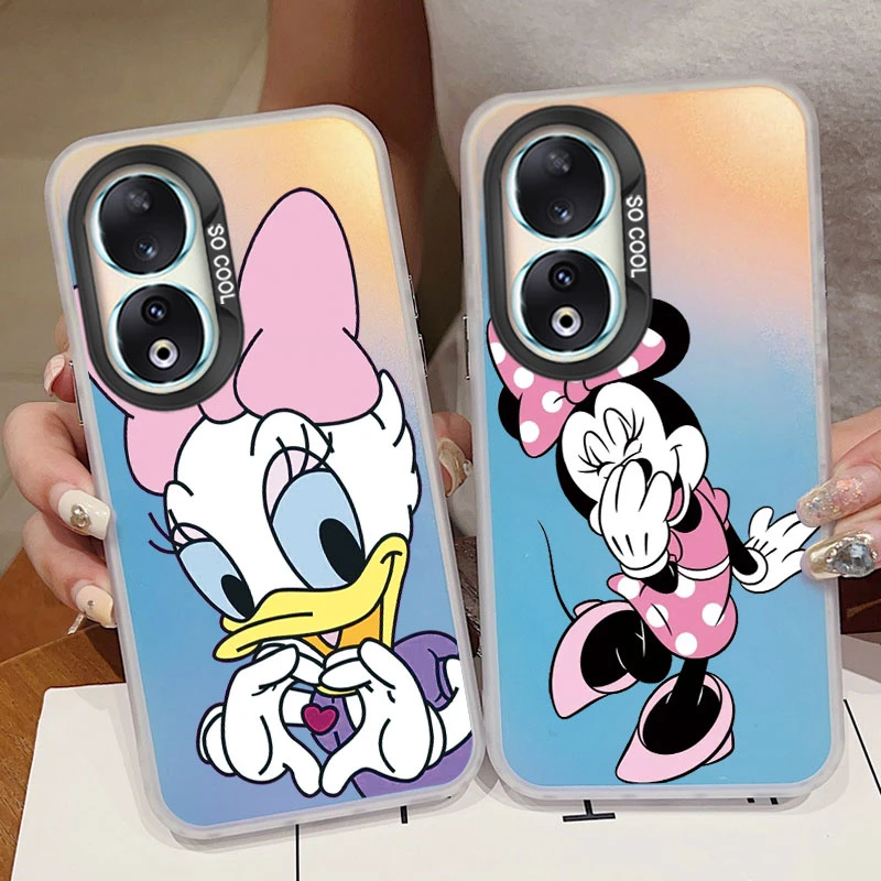 For Honor 90 Phone Cases Electroplate Laser Matte Mickey Minnie Anime For Honor 90 Shockproof  Protective Aurora TPU Back Shells