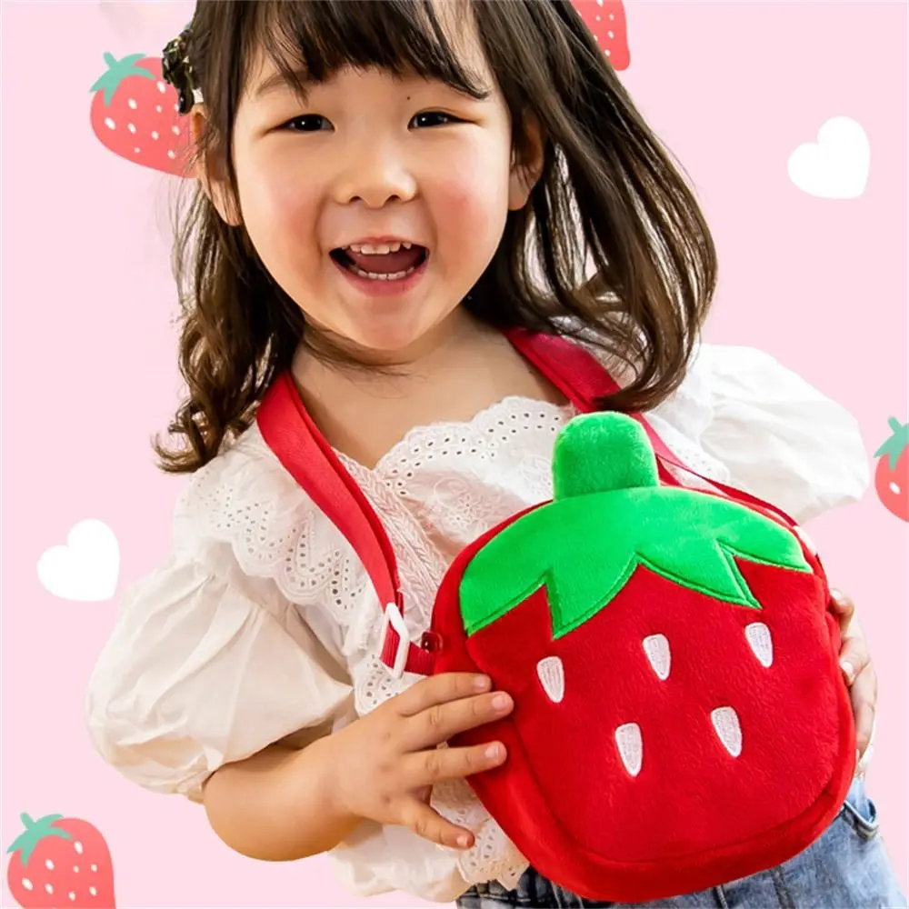Candy Bag Strawberry Carrot Kids Plush Bag Messenger Phone Bag Plush Shoulder Bags Cartoon Handbags Crossbody Bag School Bag