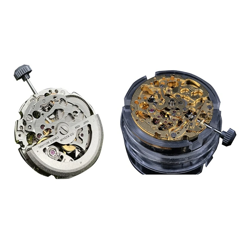 8N24 Mechanical Movement Miyota 21 Jewels Skeleton Automatic Movement