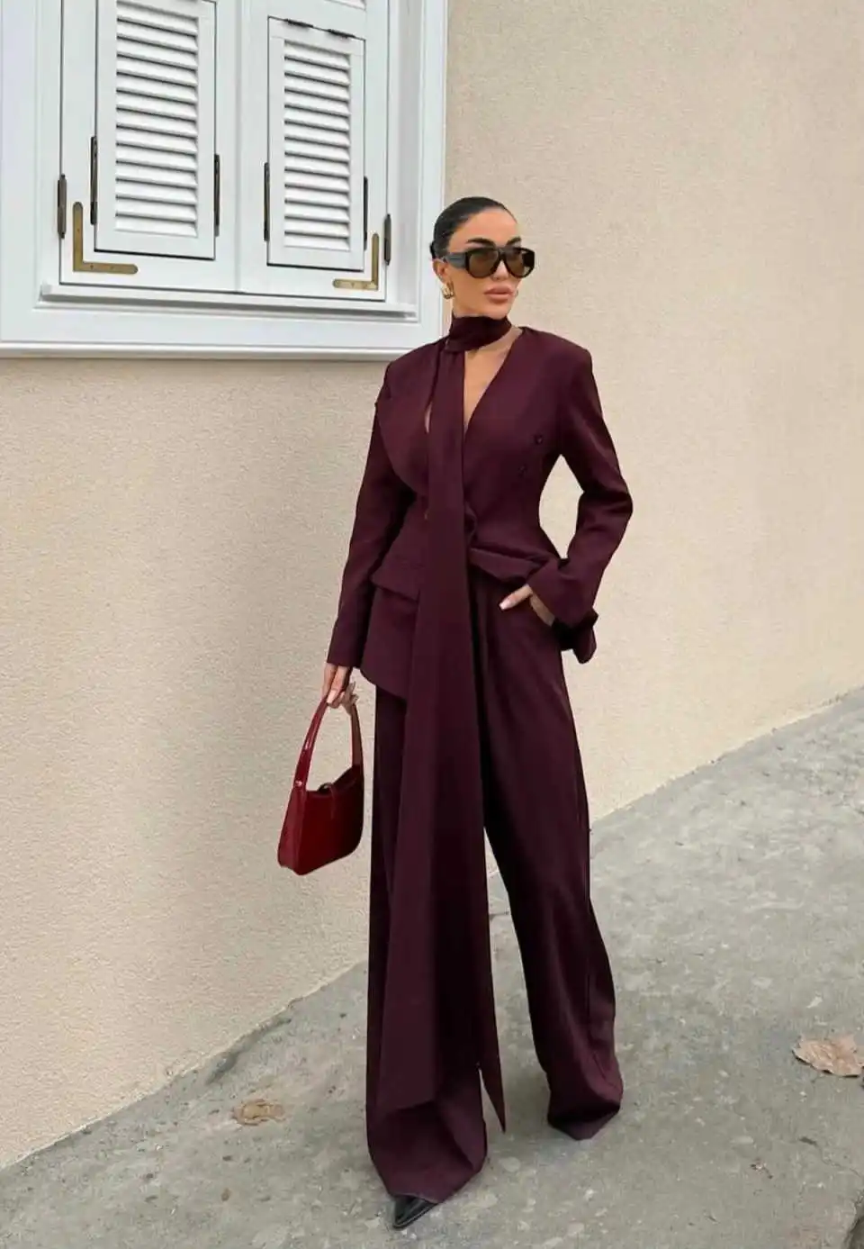 Fashion Burgundy Women Blazer Sets Customized Runway Show Girls Prom Evening Guest Formal Wear Photography 2 Pieces