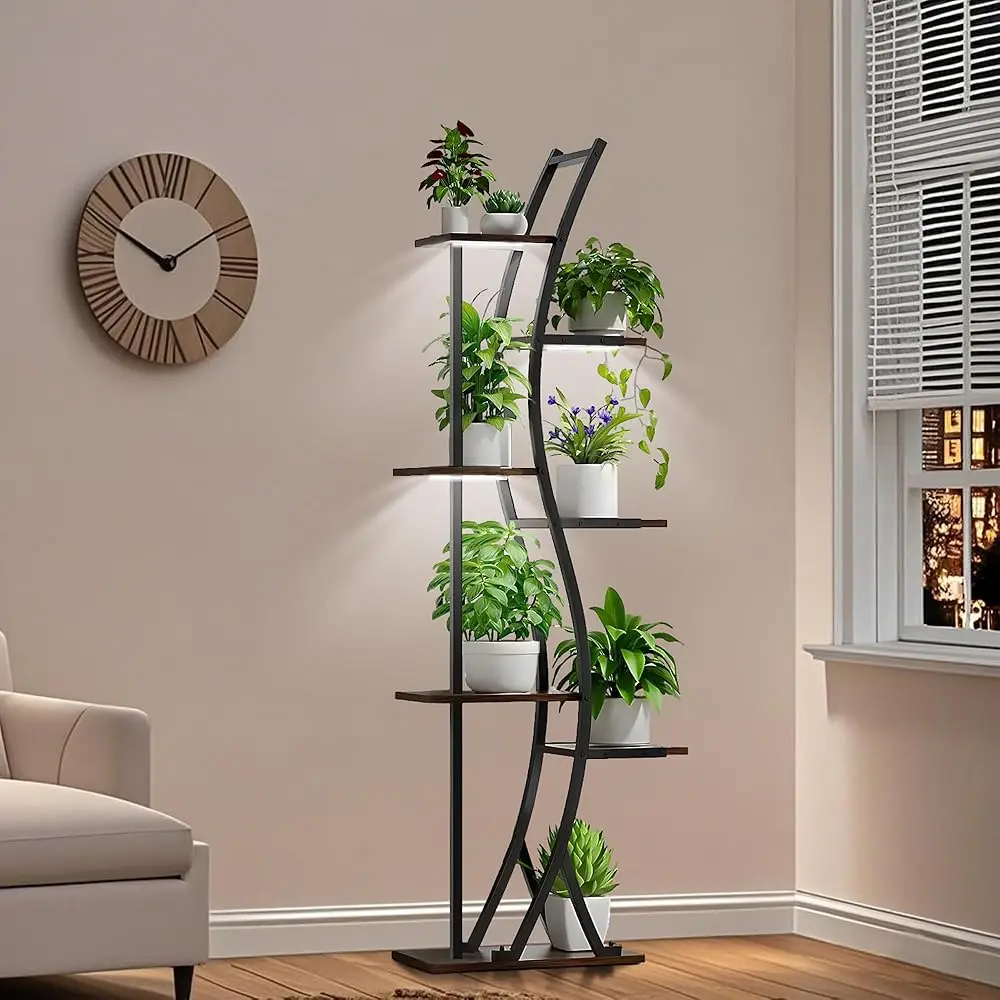 

Indoor Plant Stand With Grow Lights Adjustable Full Spectrum Lighting,Sturdy Iron Frame,Space-Saving Design,Perfect For Plant