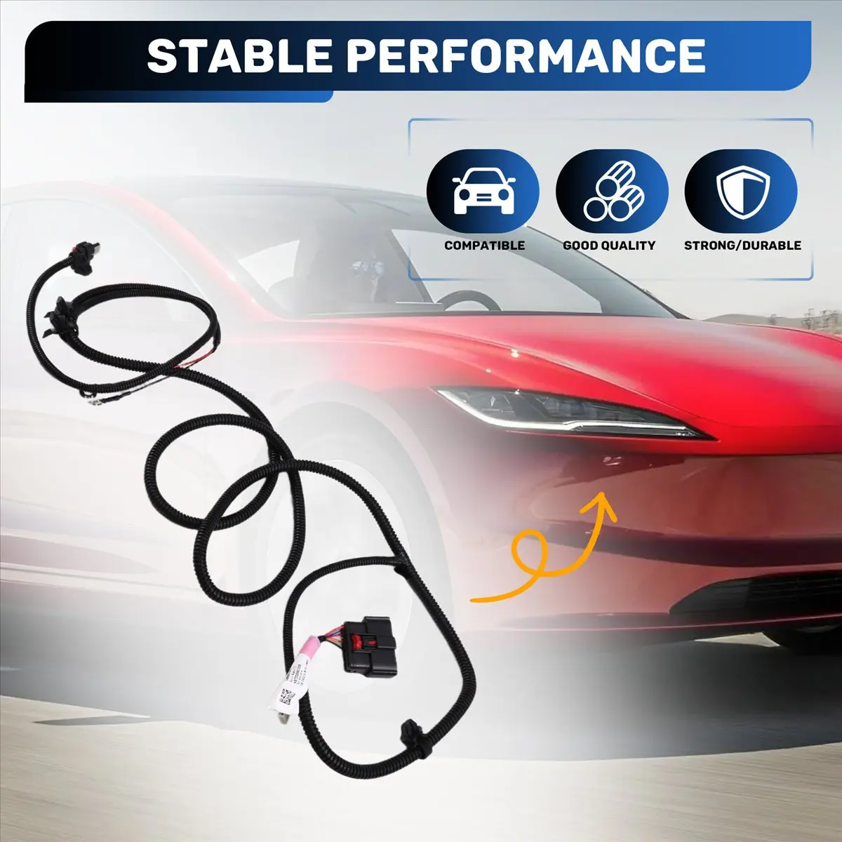 

#88P Front Bumper Wiring Harness,For Tesla Model Y 2024 Front Bumper Reversing Radar Wiring Harness (Black)