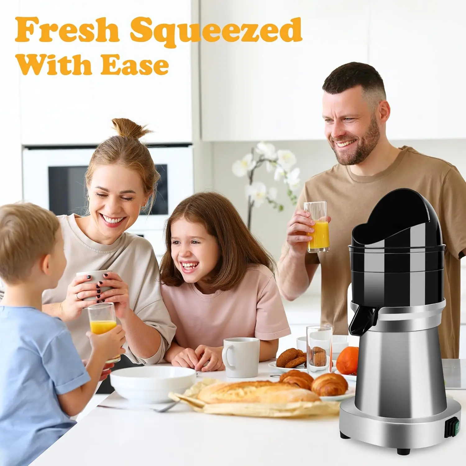 عصارة حمضيات كهربائية تجارية من الفولاذ المقاوم للصدأ - 120 فولت، 1400 دورة في الدقيقة