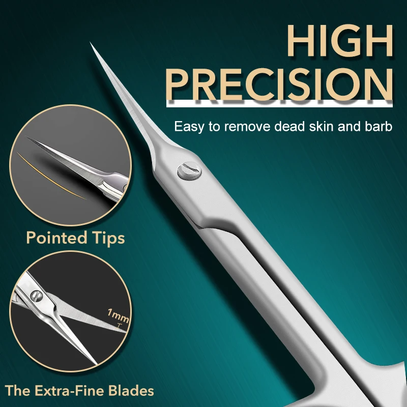 1Pcs Cuticle Scissors Manicure Nail Tools Stainless Curved Blade Eyebrow Eyelash Dry Skin Multi-purpose Small Scissors