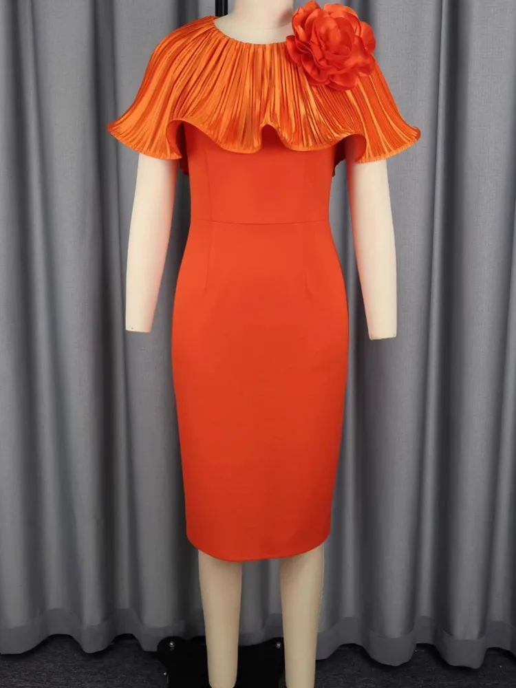 

African Dresses For Women Elegant Spring Summer Short Sleeve Dashiki Midi Dress Ladies Traditional African Clothing Fairy Dreaes