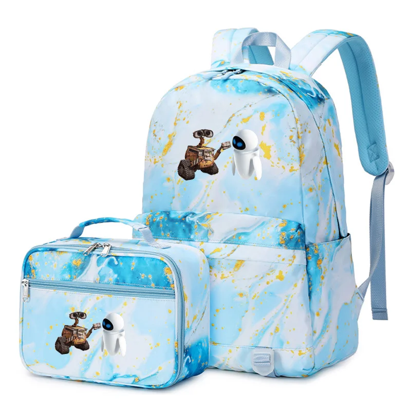 

2pcs Disney Wall-E Robot Boys Girls Multi Pocket Backpack with Lunch Bag Rucksack Casual School Bags for Teenagers Sets