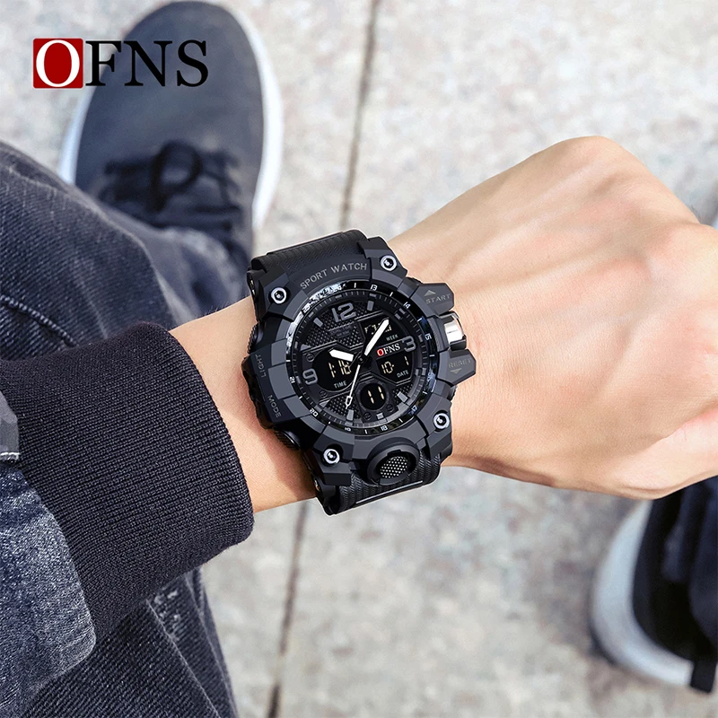 OFNS Top Brand G Style Sports Men\'s Watches Military Quartz Watch Man Waterproof LED Digital Electron Wristwatch for Men Clock